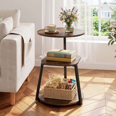 Brown 3-Tier Side Table with Metal Frame, 42.5x61 cm (1/5)