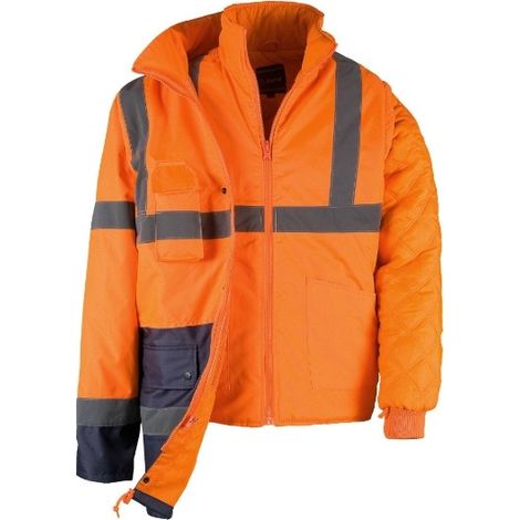 Parka alta visibilita taglia l arancio/blu giacca riflettente 3 in 1- kapriol