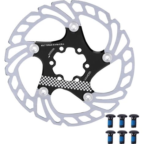 Disque flottant 160mm 6 trous pour VTT - Accessoire vélo noir/argent (1/5)