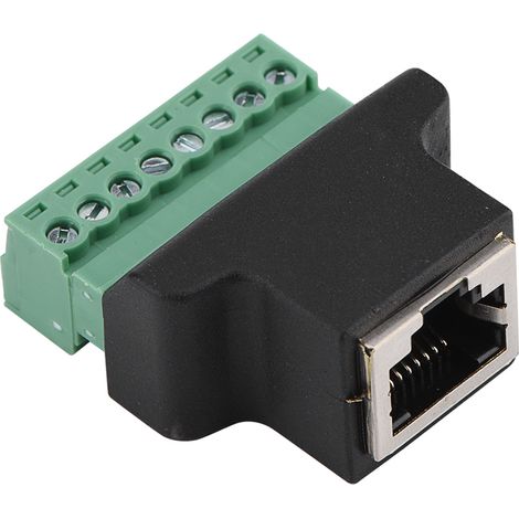 Connecteur DVR Ethernet RJ45 Femelle vers Bornier à Vis 8 Broches (1/5)