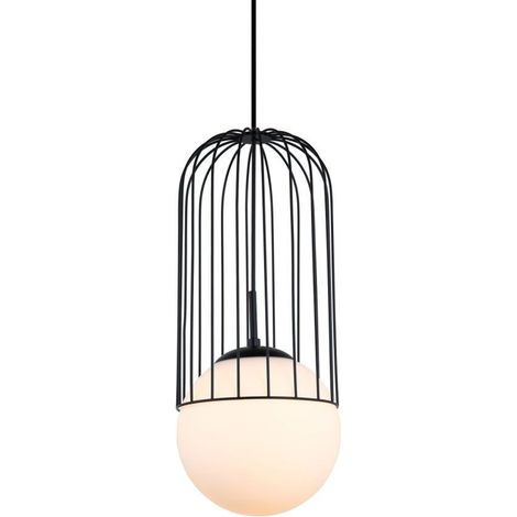 Italux Matty - Lámpara colgante moderna negra 1 luz con pantalla negra, blanca, E27 (1/3)