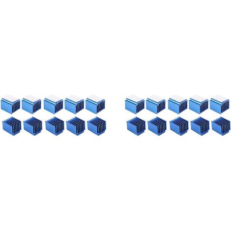 20 Stück 3D-Druckerteile Blauer Aluminium-Schrittmotortreiber-Kühlkörper für TMC2100 LV8729 TMC2208 TMC2130()