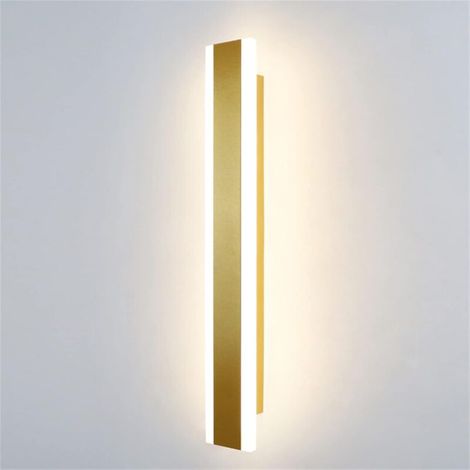 Applique murale LED - Idéale pour salons, chambres, couloirs, cages d'escalier - Monobloc, finition dorée, 40 cm / lumière naturelle (1/5)