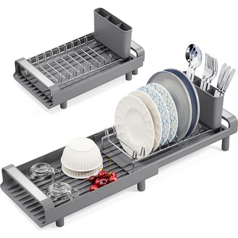 Égouttoir à Vaisselle Extensible Petit, Acier Inoxydable, Anti-Rouille, Support pour la Cuisine (1/5)