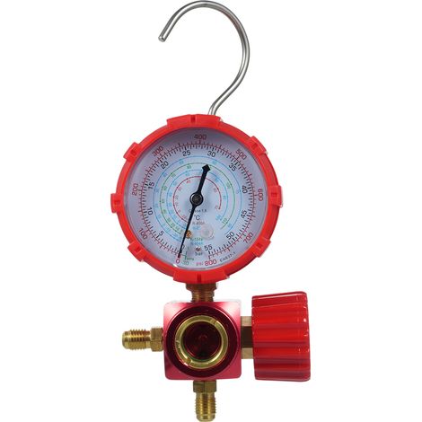 Einfaches Manometer, Klimaanlagen-Manometer mit übersichtlicher Skala, kompatibel mit den Kältemitteln R410A, R22, R134A und R404A (1/5)