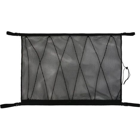 Filet de Rangement pour Voiture, Universel Sac pour Toit de Voiture avec Fermeture éclair,Organisateur Bagage Rangement Filet pour Voiture SUV Plafond (Filet Cordon Serrage)noir,9065cm,de (1/2)