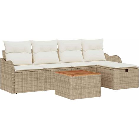 Maison Exclusive - Set Divano da Giardino con cuscino 6 pcs Beige Poly Rattan