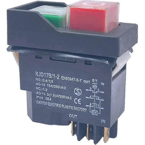 Interrupteurs à bouton-poussoir électromagnétiques à 6 broches Kjd17 15a AC250v IP55 étanches pour la sécurité des équipements (1/5)