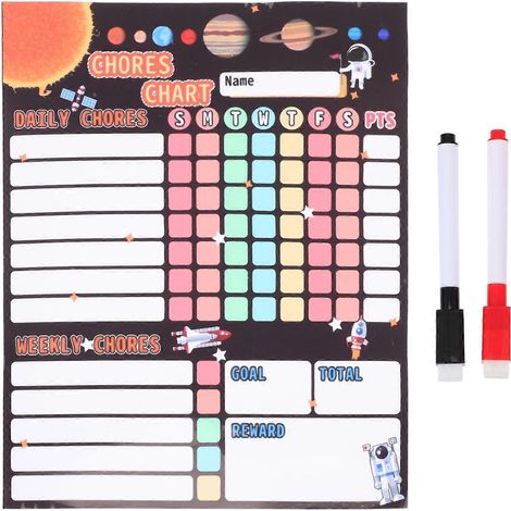 1 Ensemble de tableau de comportement familial, tableau de récompenses, calendrier pratique pour enfants-25X20CM (1/3)