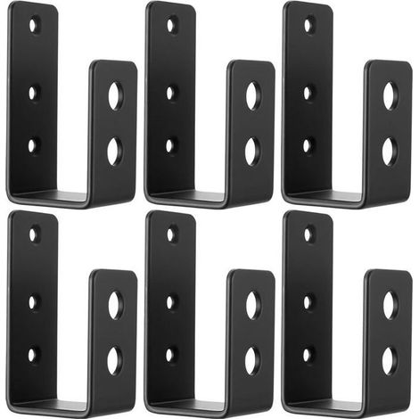 6 supports de barricade, acier noir lisse, pour planches 2x4 (5 x 10 cm), garage et atelier (1/5)