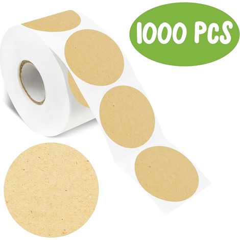 autocollants naturels en papier brun étiquettes rondes vierges avec adhésif permanent de points ligne perforation 1000 Kraft (1/5)