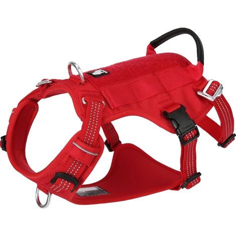 Harnais pour Chien, Ajustement Réglable, Caractéristiques de Sécurité Réfléchissantes, Rouge, XL (1/2)