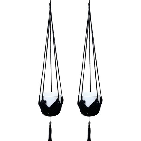 Lot de 2 crochets pour plantes en macramé, corde chanvre, sac tissé à la main (1/4)