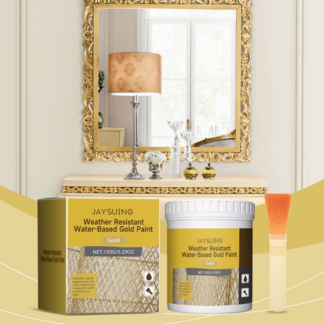 Peinture dorée à base d'eau pour poteaux décoratifs pour chevaux, clôtures extérieures, peinture feuille d'or brillante - 150 g + pinceau 1 -- DTEKGAZ (1/5)