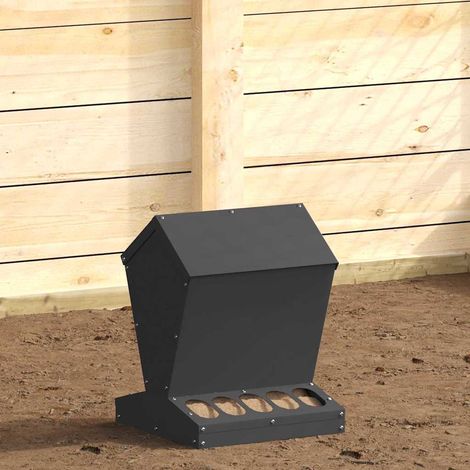 vidaXL Feeder per pollo Nero 30 x 30 x 39 cm Acciaio laminato a