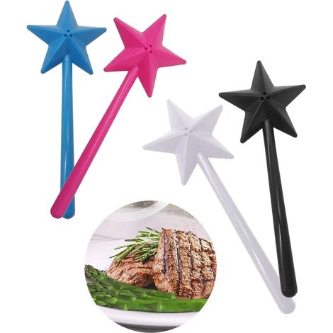 Set aus 4 Salz- und Pfefferstreuern, hübsche sternförmige Salz- und Pfefferstreuer, 3-Loch-Zauberstab, geeignet für Küche, Esszimmer und Grill.