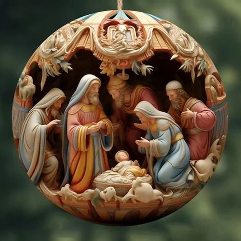 Sculpture De La Nativité - Ornements En Acrylique 6 cm - Décoration De Sapin De Noël - Intérieur Religieux - Lot De 1 Pièce (1/5)