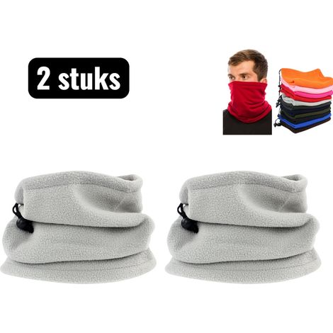 Lot de 2 masques - Protection du visage pour l'hiver - Masque de cyclisme - Masque en polaire respirante pour le ski et le vélo - Cache-nez ajustable avec cordon de serrage - Modèle unisexe - Gris (1/5)