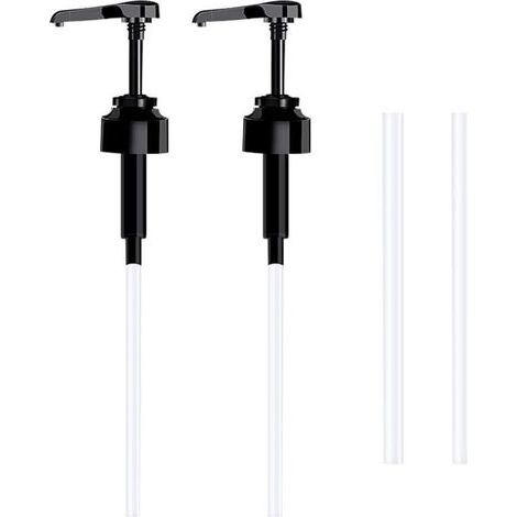 Set di 2 flaconi vuoti con dosatore da 5 litri (neri), flaconi di plastica riutilizzabili da 38 cm per liquidi da bagno e spezie. (1/4)