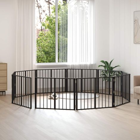 Puerta para perros 10 pcs Negro 80 x 60 cm Acero Galvanizado