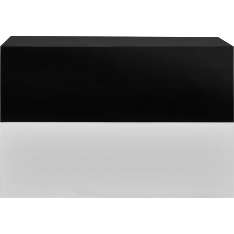 Lot de deux étagères murales pour chambre avec 2 tiroirs blanc laqué 46 x 30 x 15 cm noir laqué (1/3)