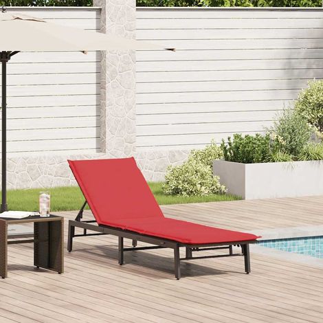 vidaXL Chaise longue avec coussin marron résine tressée
