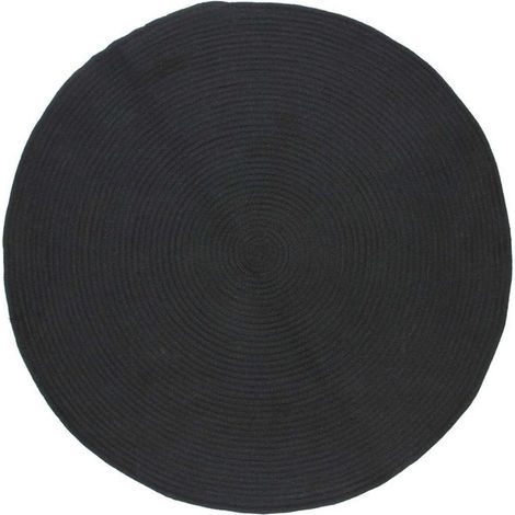 Tapis en coton effet cordage noir 70cm – Confort pour espaces humides – Design moderne – Antidérapant pour salle de bain et salon – Thedecofactory
