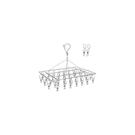 (1 paquet) Étendoir à chaussettes, crochet pour vêtements, séchoir à linge extérieur robuste avec 40 pinces à linge en acier inoxydable pour chaussettes, sous-vêtements, serviettes (1/5)