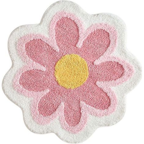 Tapis De Bain - Fibre Polyester - Antidérapant - Pour Salle De Bain Et Porte - 40 X 40 Cm - Rose - 1 Pièce (1/5)