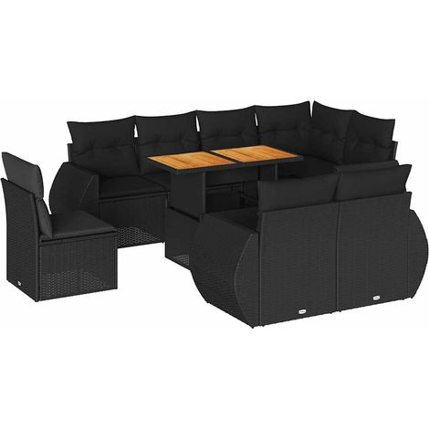 Maison Exclusive - Set de sofás de jardín con cojines 9 pzas ratá (1/5)