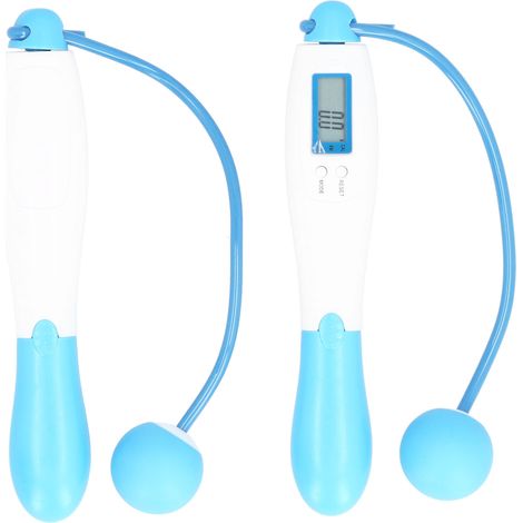 Corde à sauter électronique numérique sans fil pour fitness intérieur, compteur digital, entraînement, ballon bleu blanc (1/5)