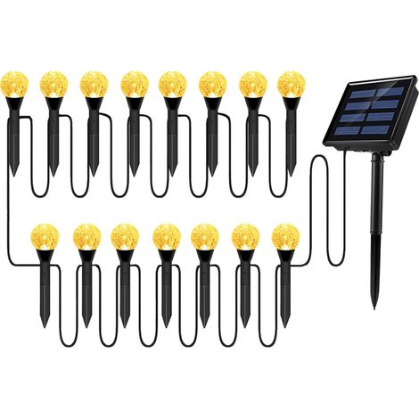 Guirnalda de luces LED solares con diseño de burbujas para jardín y decoración exterior, resistente al agua IP65, luces LED solares con estaca para entrada de vehículos/patio/jardín. (1/5)