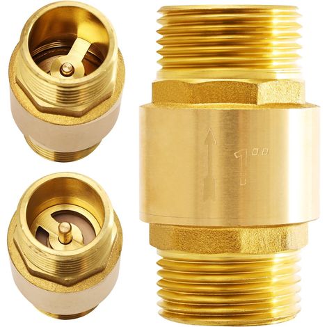 1 pouce Clapet anti-retour, Clapet anti-retour en laiton 1 pouce AG à AG, 1' Clapet de retour, Anti-retour pour évacuation des eaux usées pour conduite d’eau, Chauffe-eau, Étanche, Inoxydable (1/5)
