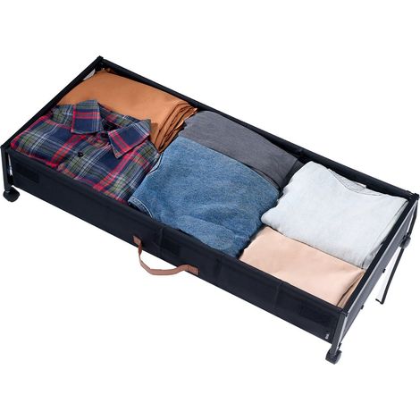 Rangement sous le lit avec roulettes,conteneurs sous lit transparents,organisateur de chaussures,2 pièces pour vêtements et couvertures (1/5)