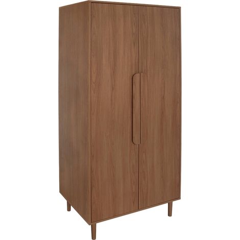 Armoire dressing effet bois de noyer 2 portes. étagères et penderie - L 80 x P 55 x H 180cm - Juliana (1/4)