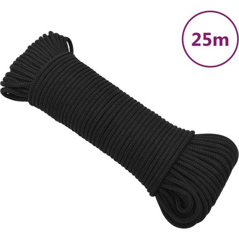 Corde marine en polypropylène tressé noire, amarrage et gréement, 5 mm x 25 m - PANGIVO (1/5)