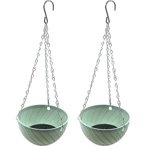 Étagère d'extérieur - 2 pots de fleurs suspendus - 15 × 8,5 cm, bleu 2 pièces (1/5)