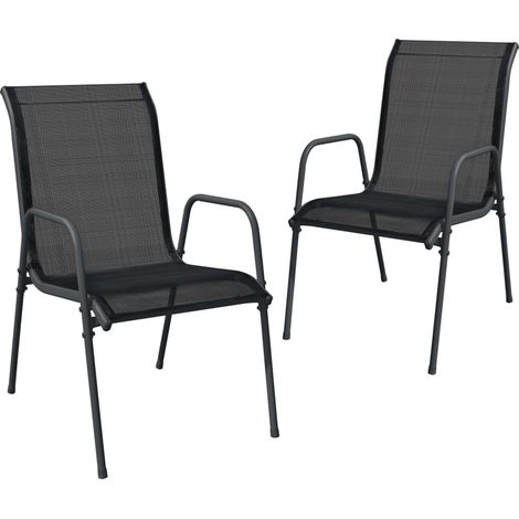 vidaXL Garden Chairs 2 pcs Steel and Textilene Black