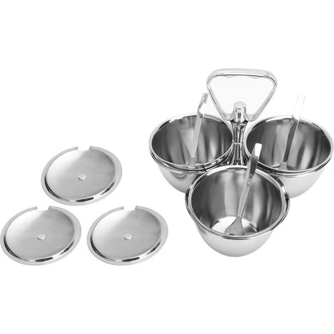 Support à épices rotatif en acier inoxydable - Organisateur de cuisine pour pots à condiments - Set de 3 pots tournants J13390 (1/5)
