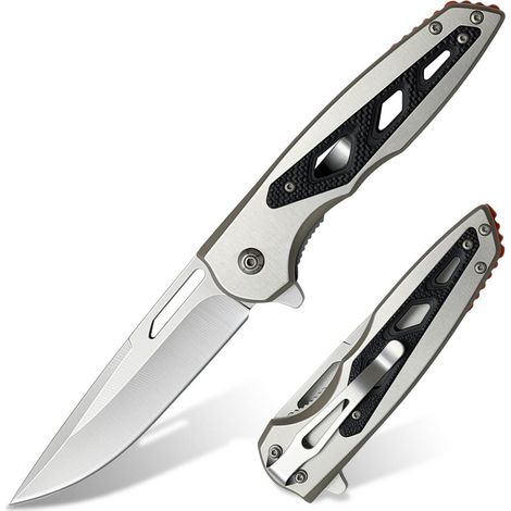 Klappmesser mit Edelstahlklinge und rutschfestem Griff, EDC Outdoor-Messer mit Taschenclip