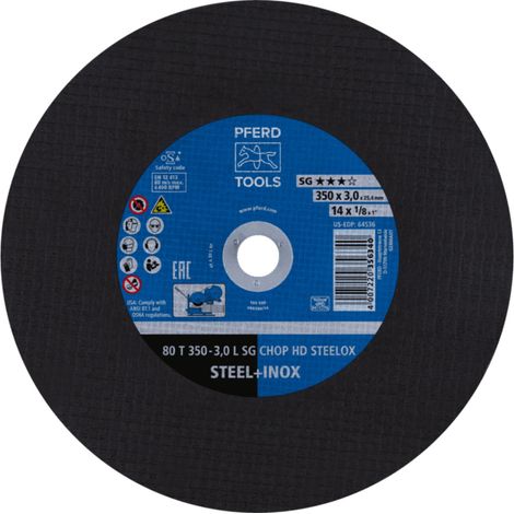 PFERD TOOLS Trennscheibe T 350x3,0x25,4 mm Leistungslinie SG CHOP HD STEELOX für Stahl/Edelstahl 10 Stk (1/4)