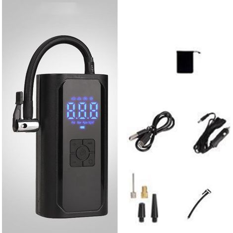 Gonfleur Pneus Voiture, Compresseur à Air Portatif sans Fil,Gonfleur Electrique, Pompe a Velo, Inflation Rapide,LED, pour Voiture, Moto, Vélo, Ballon (1/4)