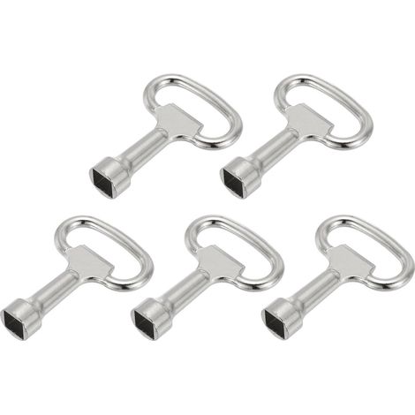 Lot de 5 clés à mandrin carrées - Clé à douille - Clé de purge de chauffage - Pour compteur d'eau à gaz - Boîte argentée (1/5)