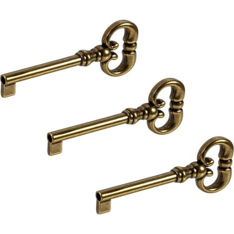 Clé à panneton Armoire Clé à panneton pour serrure de meuble Clé de rechange Déco H2145 38 mm laiton brun bruni 3x MOZART Clé d (1/5)