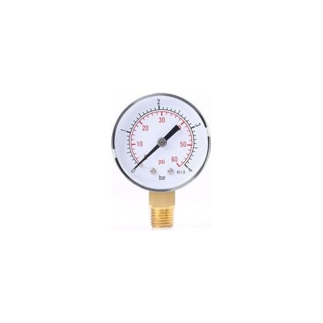 Jauge de pression pour l'huile d'air ou l'eau 0-4bar / 0-60psi NPT, 1/4"NPT Bottom Mount (1/5)