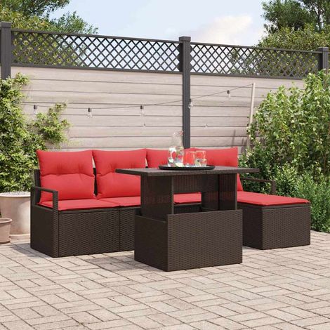 Set Divano da Giardino con cuscino 6 pcs Marrone Poly Rattan vidaXL (1/5)