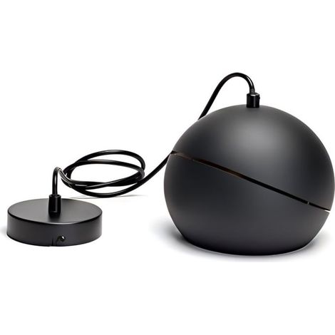 Suspension demi-sphère fer noir et or, douille E27, style luxueux, éclairage haut de gamme pour maison