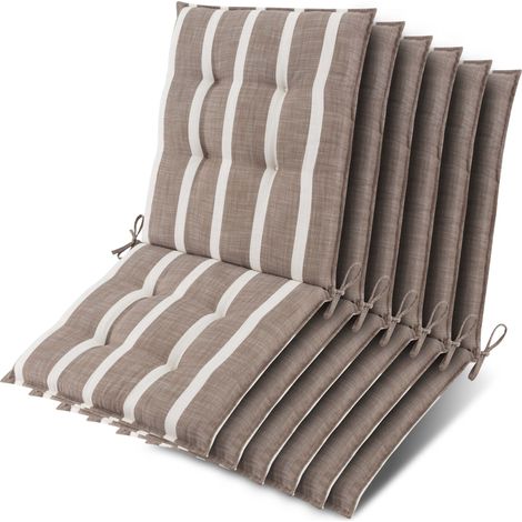 6x Niederlehner Sun-NL Auflage 105x50x8cm Beige-Weiß-Gestreift