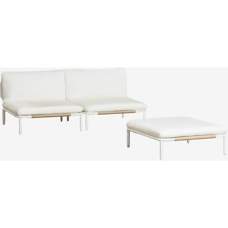 Set da giardino con divano modulare a 2 pezzi e pouf in acciaio Roubly SKLUM            