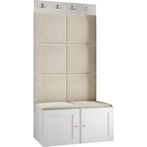 Conjunto para recibidor Hartford 375, Abriamo 3, 186x84x46cm, Aglomerado laminado, Tapiz, MDF, Montada en la pared, Colocada